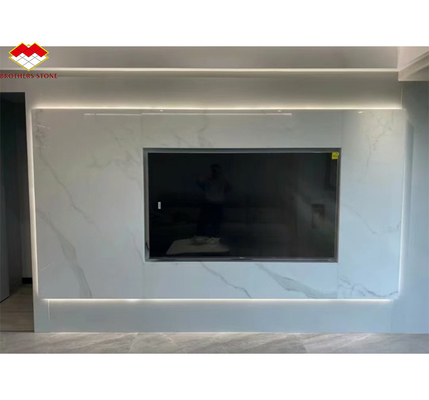 Tavolo da pranzo in cristallo bianco Nano Top Moderno Grande Slab Look Marmo Porcellana Piastrelle per Passi