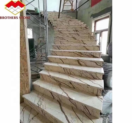 Pietra naturale grande lastra tagliata a misura lastra di pietra affilata scale di marmo moderne per villa interna