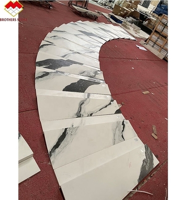 Disegno di scale per interni di lavanderia di grado personalizzato Panda Marmo bianco look piastrelle di porcellana