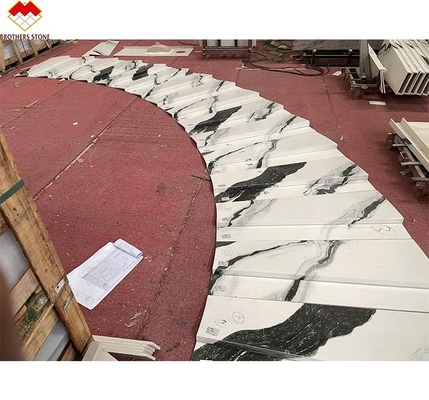 Disegno di scale per interni di lavanderia di grado personalizzato Panda Marmo bianco look piastrelle di porcellana