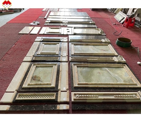 Crema lucida Bianco Verde Onyx Marmo Parete Rivestimento Moderno Design per Villa Sfondo
