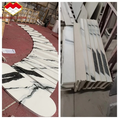 Disegno di scale per interni di lavanderia di grado personalizzato Panda Marmo bianco look piastrelle di porcellana