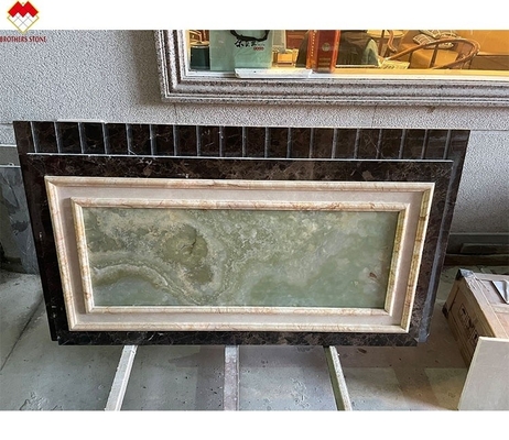 Crema lucida Bianco Verde Onyx Marmo Parete Rivestimento Moderno Design per Villa Sfondo