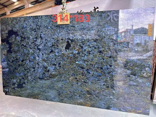 Grande lastra lucidata lucente labradorite blu granito tavolo da lavoro e disegno dell'isola