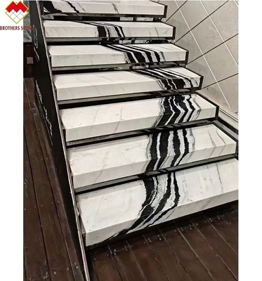 Pannello di scalinata interna con LED Panda marmo bianco pedane e risers per villa controllato