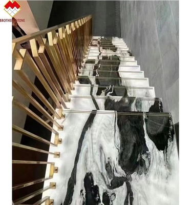 Pannello di scalinata interna con LED Panda marmo bianco pedane e risers per villa controllato