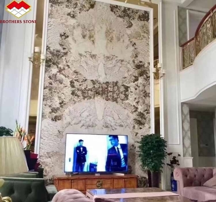 Parete interna tagliata a misura Verniciata Montagna di neve di pietra di marmo di volpe d'argento in finitura lucida