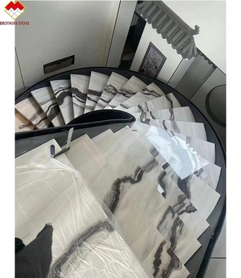 Progettazione di scale per ville Piastrelle di marmo dolomitico in bianco panda con superficie lucidata