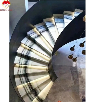 Libro aperto Pavimenti marmorei Scale a spirale con trampolini di marmo bianco e rialzatori