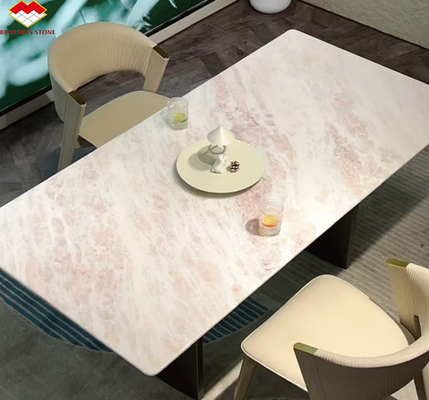 Pietra di marmo rosa naturale lucidata per il tavolo da pranzo moderno negli alberghi