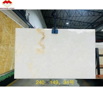 Modern White Onyx Marble Wall Bookmatched Slabs per la decorazione personalizzata in pietra naturale