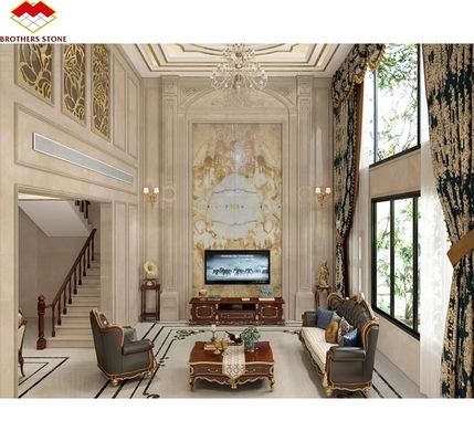 Modern White Onyx Marble Wall Bookmatched Slabs per la decorazione personalizzata in pietra naturale