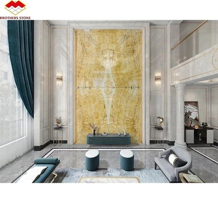 Modern White Onyx Marble Wall Bookmatched Slabs per la decorazione personalizzata in pietra naturale