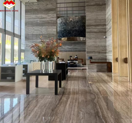 Piastrelle di marmo di travertino per hotel villa lucidate in pietra argentina rivestimento e decorazione