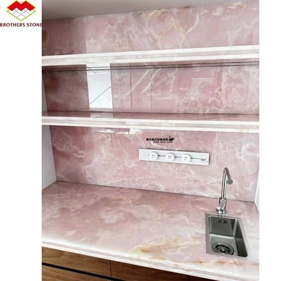 Lampade di pietra a lastra di cristallo rosa rosa trasparente moderna per il pannello di sfondo di parete retroilluminato
