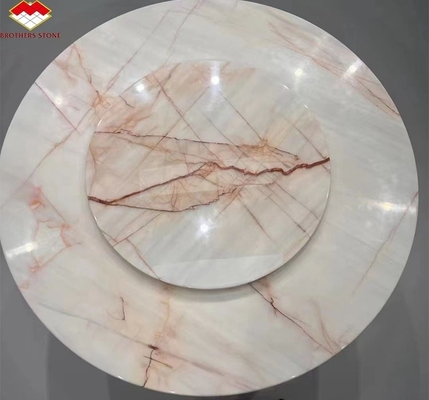 Tavolo da pranzo rotondo di lusso moderno con vene rosse