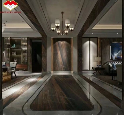 Piano di pavimentazione per hotel in stile moderno personalizzato sabbia dorata sabbia galleggiante marmo di granito marrone