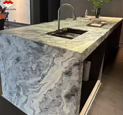 Moderno inchiostro pittura marmo grande lastra rifinito grigio pannello di parete e piastrelle da tavolo da cucina