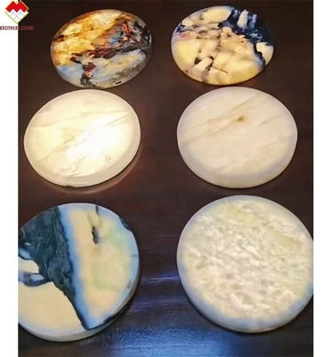 Moderno Disegno Fotoelettrica Trasparente Quartz Stone Coasters per tazze di tè