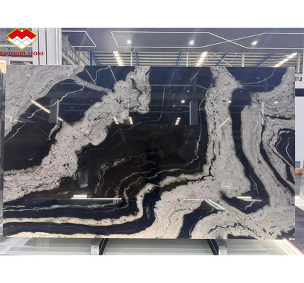 Tavolo da cucina nero moderno con armadi di pietra nome inchiostro impression marmo grande lastra