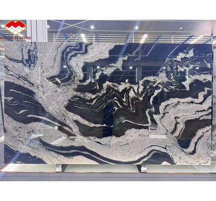 Tavolo da cucina nero moderno con armadi di pietra nome inchiostro impression marmo grande lastra