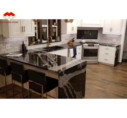 Tavolo da cucina nero moderno con armadi di pietra nome inchiostro impression marmo grande lastra