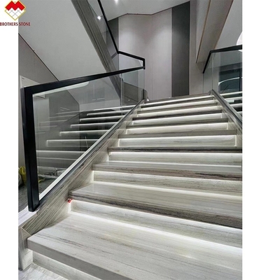 Veni di legno scala in marmo bianco con Led dimensioni personalizzate marmo scala passo piastrelle con luce
