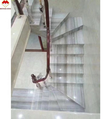 Veni di legno scala in marmo bianco con Led dimensioni personalizzate marmo scala passo piastrelle con luce