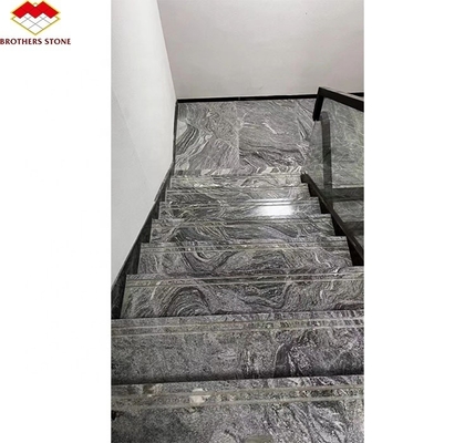 Hotel moderno Matt Superficie Finitura di pietra naturale Granito grigio scuro con vene bianche Scala