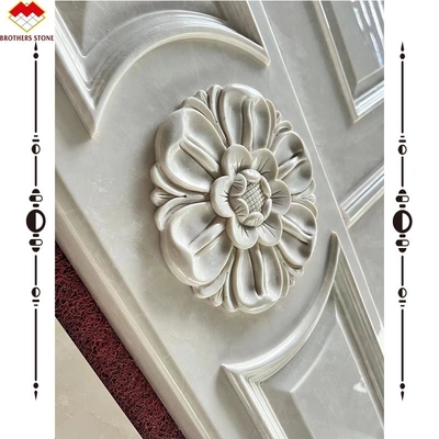 Pannello di muro in marmo beige chiaro e colonna di intaglio in marmo per il display di sfondo moderno