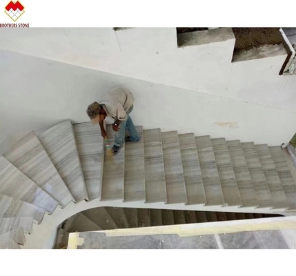 Legno bianco look piastrelle di marmo scalinata anti slittare seguire vene bianco grigio vena piastrelle di marmo scalinata