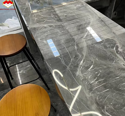 Moderni banconi di cucina in marmo grigio lucidato Pradas per Villa Hotel Disegno grafico