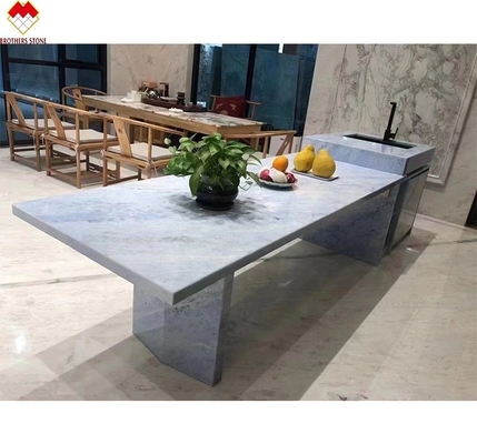 Dimensioni personalizzate Conti da lavoro blu di quarzo retroilluminato Brasile Blu cristallo di marmo