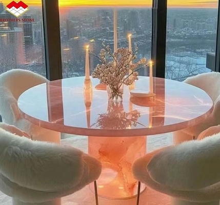 Pietra naturale retroilluminata rosa onice lastra di pietra traslucida per tavolo moderno e batutub