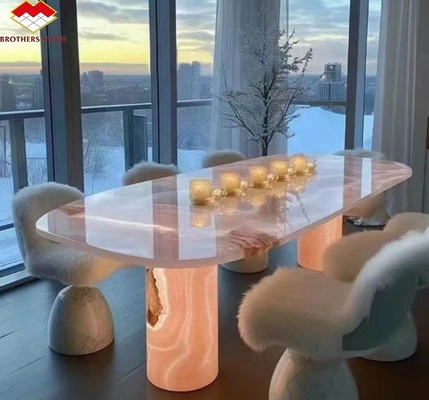 Pietra naturale retroilluminata rosa onice lastra di pietra traslucida per tavolo moderno e batutub