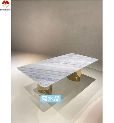 Dimensioni personalizzate Conti da lavoro blu di quarzo retroilluminato Brasile Blu cristallo di marmo