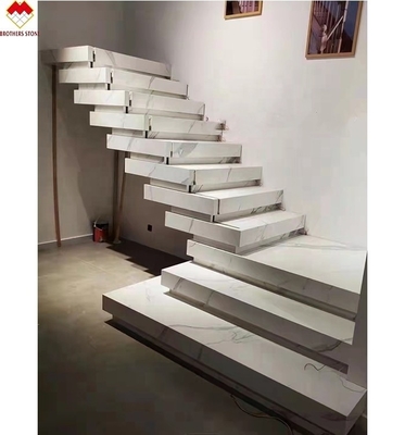 Disegno personalizzato lucidato calacatta marmo bianco look porcellana piastrelle scale matt sinterizzato di pietra gradini e risers