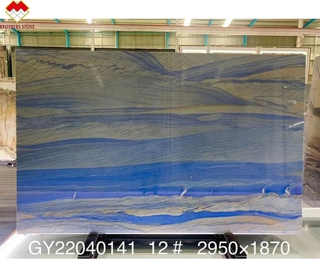 Luxury Azul Macaubas Natural Blue Marble Slab Da bancone Piastrelle di quarzo