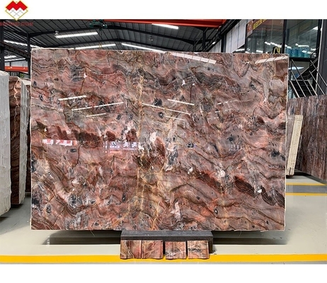 Tavolo da tavolo Red Spider Marble Book Match Translucente Orincia-sangue Onyx per Villa