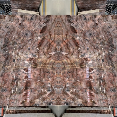 Tavolo da tavolo Red Spider Marble Book Match Translucente Orincia-sangue Onyx per Villa