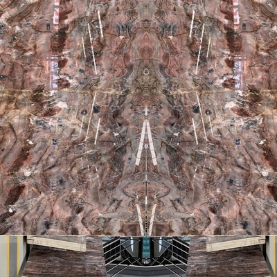 Tavolo da tavolo Red Spider Marble Book Match Translucente Orincia-sangue Onyx per Villa