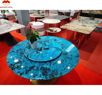 Modern Luxury Fantasy Blue Stone Calcite Marmo Tavolo da pranzo con finitura lucidata