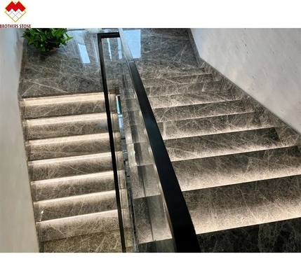 Scala a LED Lumiera dritta Scale di marmo a spirale con materiale di scala in pietra di marmo naturale