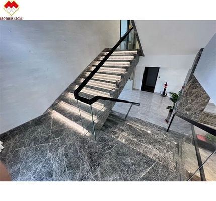 Scala a LED Lumiera dritta Scale di marmo a spirale con materiale di scala in pietra di marmo naturale