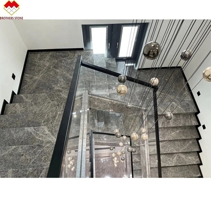 Scala a LED Lumiera dritta Scale di marmo a spirale con materiale di scala in pietra di marmo naturale