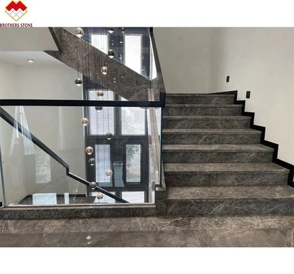 Scala a LED Lumiera dritta Scale di marmo a spirale con materiale di scala in pietra di marmo naturale
