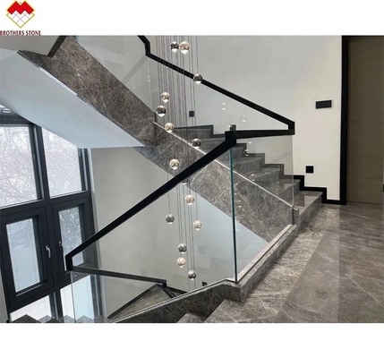 Scala a LED Lumiera dritta Scale di marmo a spirale con materiale di scala in pietra di marmo naturale