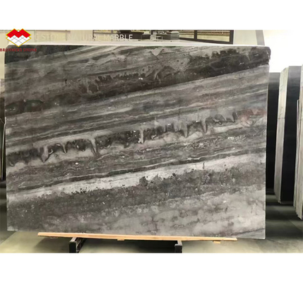 Decorazione degli interni dell'albergo 45 gradi di marmo grigio, lastra grande e materiali vetrati italiani
