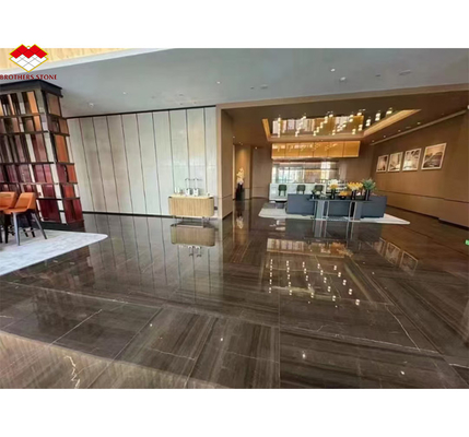 Decorazione degli interni dell'albergo 45 gradi di marmo grigio, lastra grande e materiali vetrati italiani