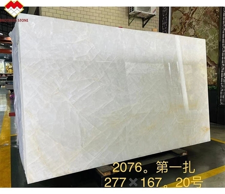 FOB Fragmentazione di ghiaccio trasparente Bianco Onyx Marmo LED retroilluminato Slab per parete di fondo di villa